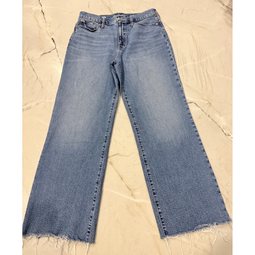 J. Crew Re-Imagined Slim Wide Leg Raw Hem Jeans Light Wash High Rise - Size 30T